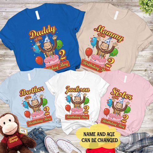 Custom Curious George Birthday Shirt Personalized Matching Tee Fun Family Celebration