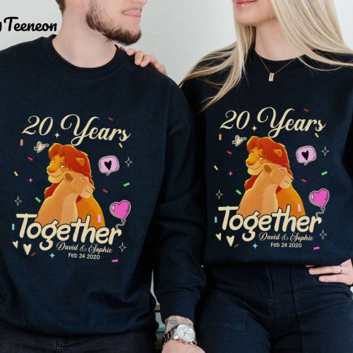 Custom Anniversary Simba and Nala Valentine Shirt – Lion King Couple Matching Hakuna Matata Family Trip 2024