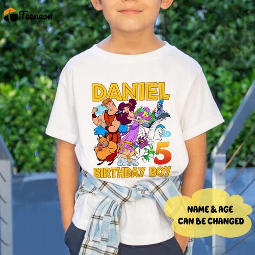 Personalized Kids Hercules Birthday Shirts – 5th Boy Shirt for Family Party