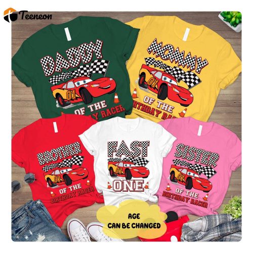 Personalized Lightning McQueen Cars Birthday Shirt for Family Celebration & Disneyland Party