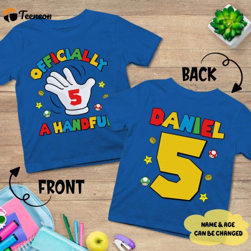 Custom Mario 5th Birthday Handful T Shirt Official Family Tee Super Mario Party Boys Gift