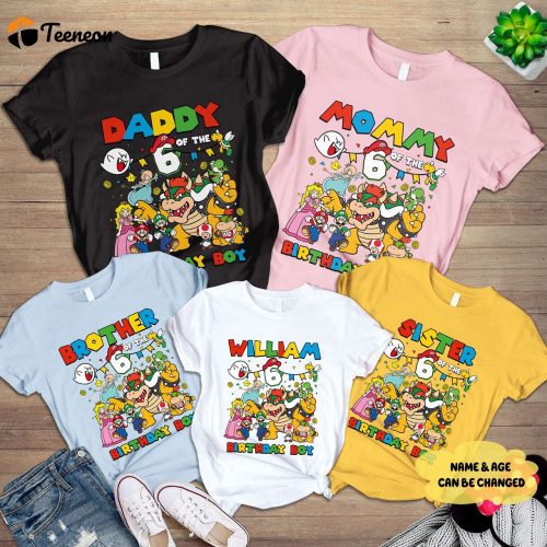 Custom Mario Birthday Shirts for Family Super Mario Party Gift