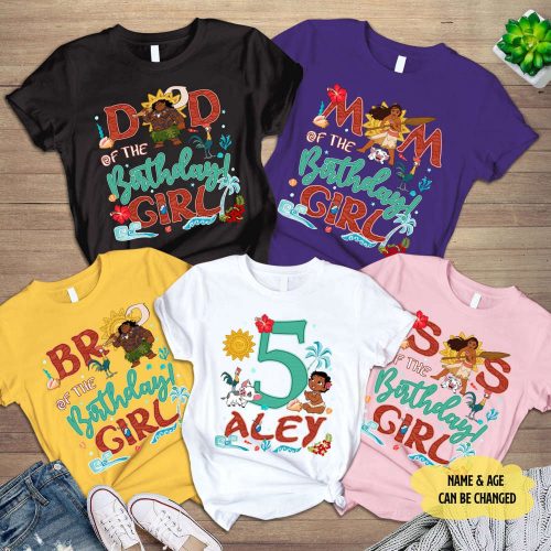 Personalized Moana Birthday Shirts: Disney Princess Girl Family Kids – Disneyland