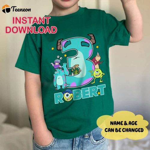 Custom Monsters Inc Birthday Png & Family Matching Shirts for Kids Boys Girls – Sublimation Design