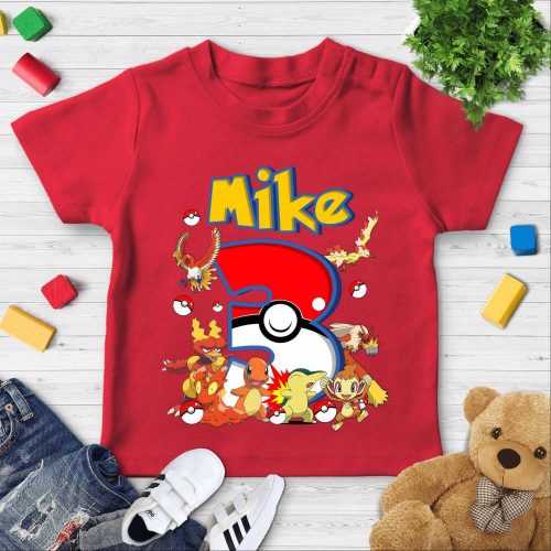 Custom Pikachu Fire Type Birthday Shirt Personalized Pikachu Family Shirts Birthday Boy T-Shirt