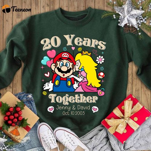 Custom Princess Peach & Mario Anniversary Shirt His & Hers Matching Couples Shirts Super Mario Valentines T-Shirt