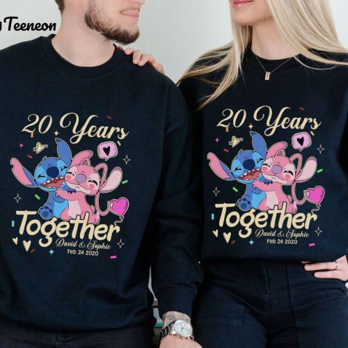 Custom Stitch Angel Anniversary & Valentine Couple Shirts – Disneyland Honeymoon Matching