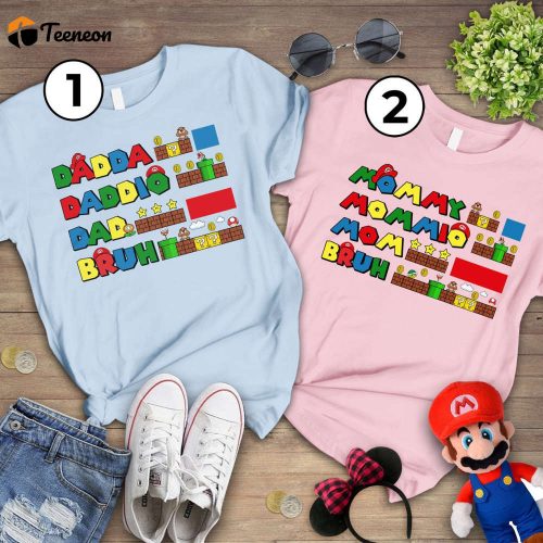 Custom Super Mario Family Shirts: Perfect Birthday Gift for Mom & Matching Family Shirt