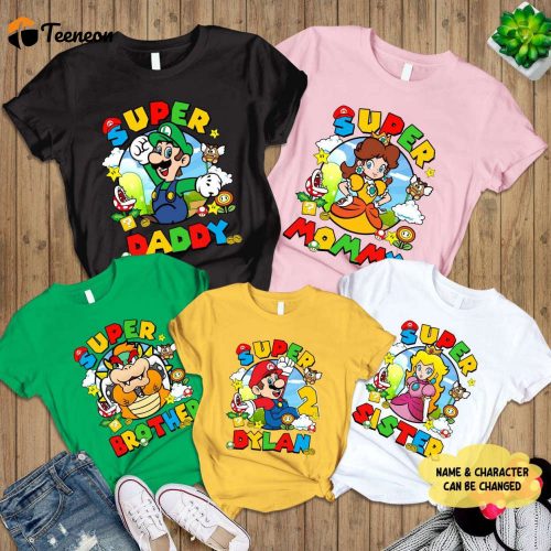 Personalized Super Mario Birthday Shirt Custom Mario Family Party Tee