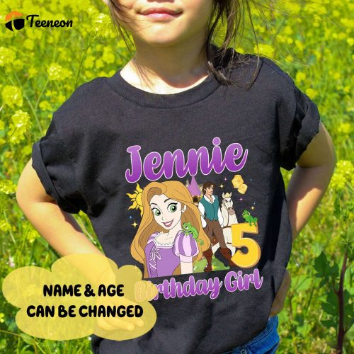 Custom Tangled Rapunzel Princess Birthday Shirt – Perfect for Princess Birthday Girl & Family Celebrations!