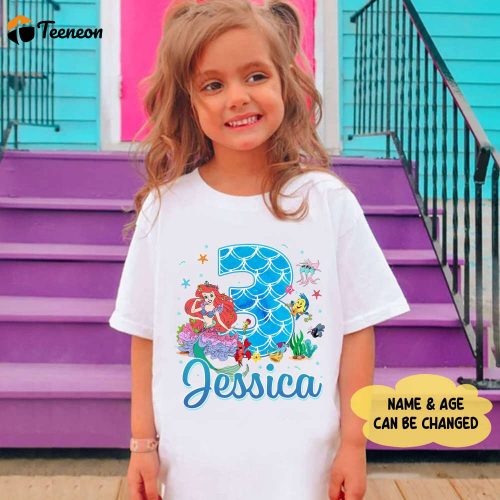 Custom Little Mermaid Birthday Shirt – Personalized Disneyland Trip Tee Birthday Girl Shirt