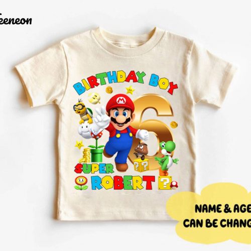 Personalized Super Mario Birthday Shirt Mario Family Shirts Custom T-Shirt Birthday Boy Party Outfit