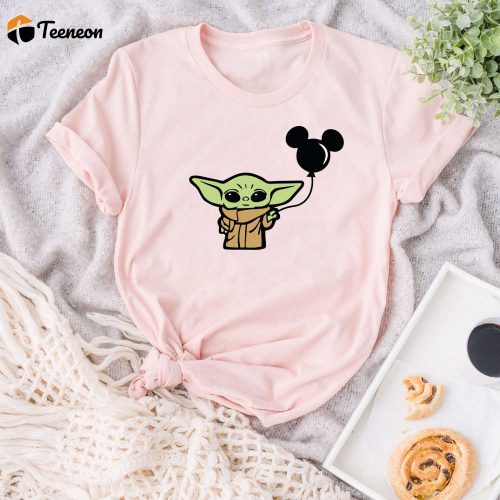 Cute Grogu Shirt Disney Balloons Mandalorian Tee Baby Yoda Gift