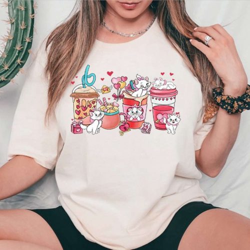 Cute Marie Cat Sweater Aristocats Latte Cup Shirt – Perfect Disneyland Vacation Gift