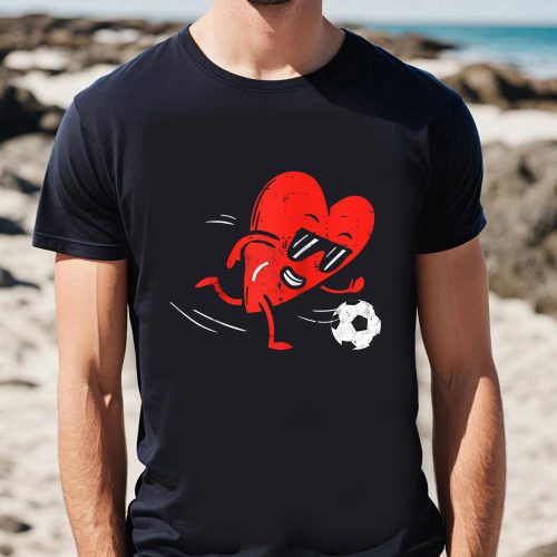 Cute Valentines Day Shirts, Heart Playing Football Valentines Day Soccer Sports Boys Raglan Baseball Shirt