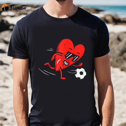 Cute Valentines Day Shirts, Heart Playing Football Valentines Day Soccer Sports Boys Raglan Baseball Shirt