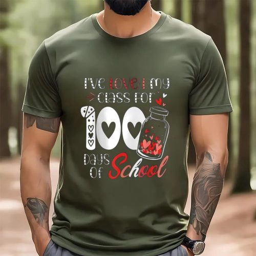 Cute Valentines Day Shirts, I Loved My Class For 100 Days Of School Valentine’s Day Red Heart T-Shirt