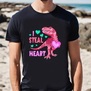 Cute Valentines Day Shirts, I Steal Heart Dinosaur Heart Valentine T-Shirt