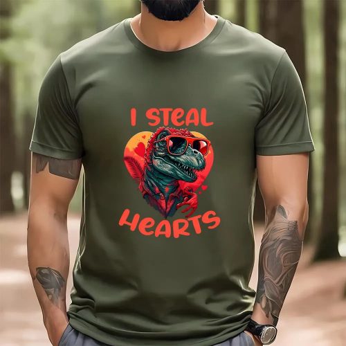 Cute Valentines Day Shirts, I Steal Hearts Dinosaur T-rex Funny Sarcastic Valentines Day Saying Gift Ideas For T-Shirt