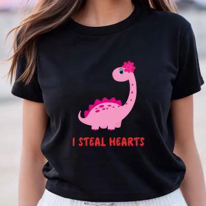 Cute Kids Dinosaur Valentines Day Shirt – I Steal Hearts