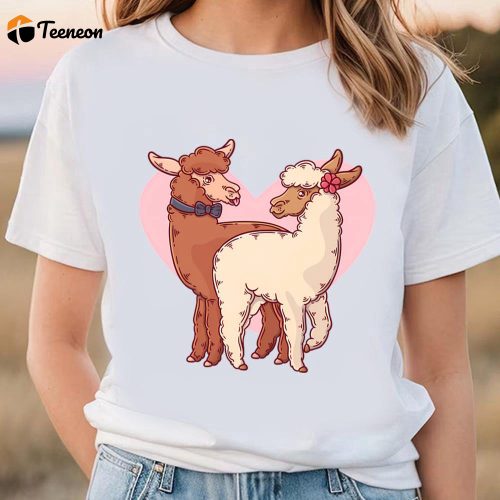 Cute Valentine s Day Shirts: Lama Couple T-Shirt for a Cutie-Filled Celebration