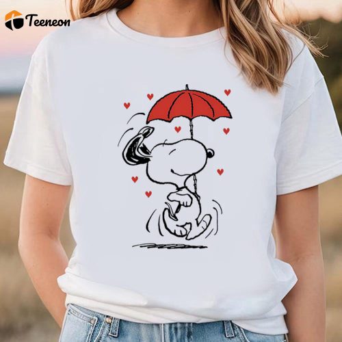 Cute Valentines Day Shirts, Peanuts Snoopy Raining Hearts Valentine T-Shirt