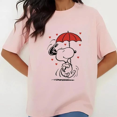 Cute Valentines Day Shirts, Peanuts Snoopy Raining Hearts Valentine T-Shirt