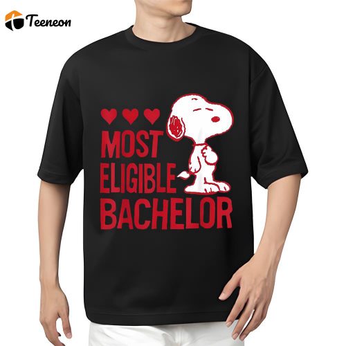 Cute Valentines Day Shirts, Peanuts Snoopy Valentine’s Bachelor T-Shirt