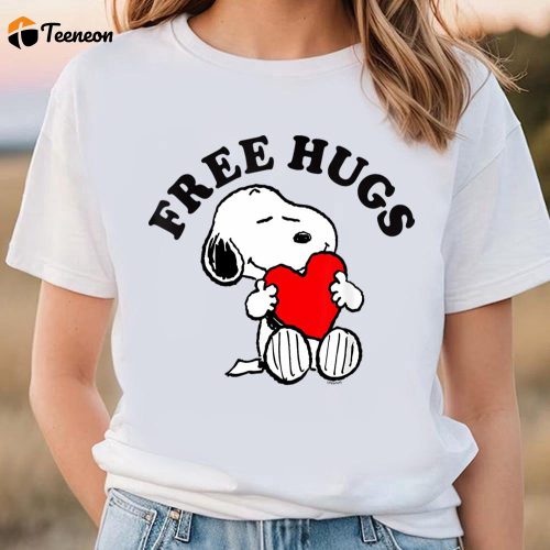 Cute Valentines Day Shirts, Peanuts Valentine Free Snoopy Hugs T-Shirt