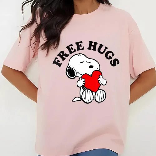 Cute Valentines Day Shirts, Peanuts Valentine Free Snoopy Hugs T-Shirt