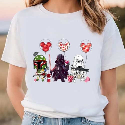 Cute Valentines Day Shirts, Star Wars Characters Valentine Day Shirt Disney Mickey Ears Balloon Valentine Shirt