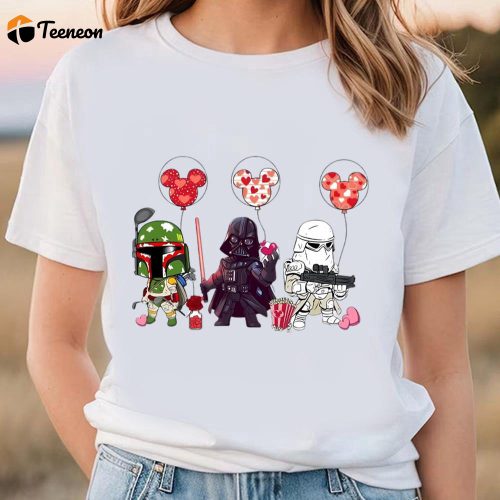 Cute Valentines Day Shirts, Star Wars Characters Valentine Day Shirt Disney Mickey Ears Balloon Valentine Shirt