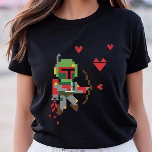 Cute Valentines Day Shirts, Star Wars Valentine’s Day Boba Fett Cupid T-Shirt