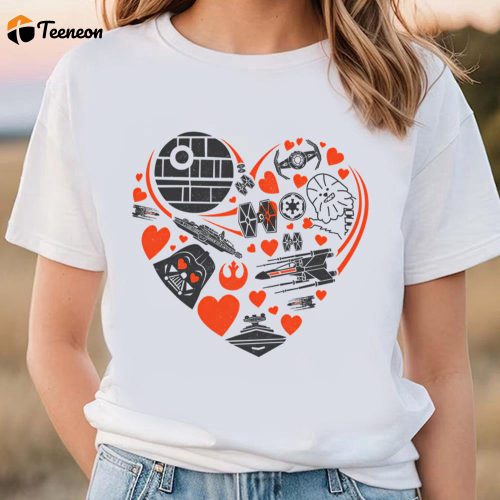 Cute Valentines Day Shirts, Star Wars Valentine’s Day Galaxy Heart T-Shirt