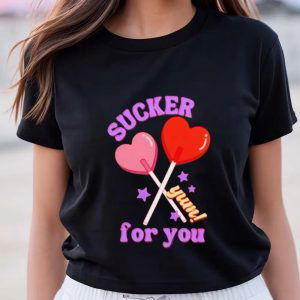 Cute Valentines Day Shirts: Sucker For You Valentine Candy Shirt