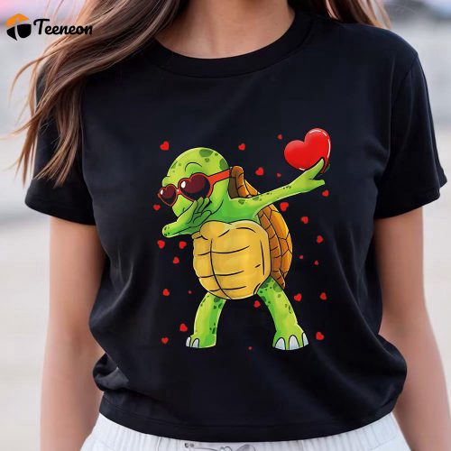 Cute Valentine s Day Turtle Lover T-Shirts – Funny Dab Dance Express Your Love