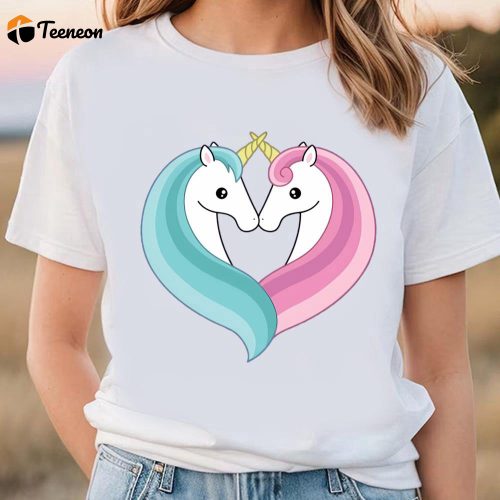 Cute Unicorn Heart Valentine T-shirt: Perfect for Valentine s Day