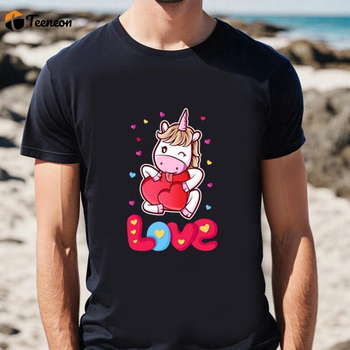 Cute Valentine s Day Shirts: Unicorn Love Heart T-Shirt