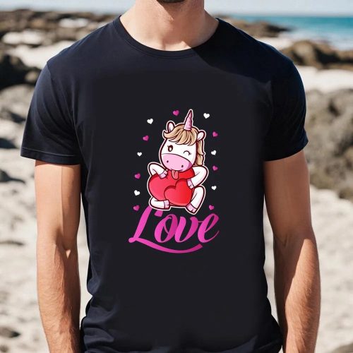 Cute Unicorn Love Heart Valentines Day T-Shirt: Spread Love in Style!