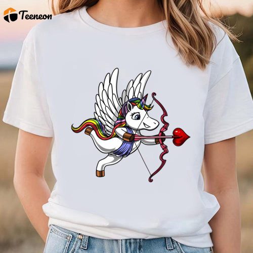 Cute Unicorn Valentines Day Cupid T-Shirt: Spread Love with Trendy Shirts