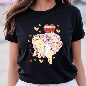 Cute Valentine Cat Cupid T-Shirt: Perfect for Valentines Day!