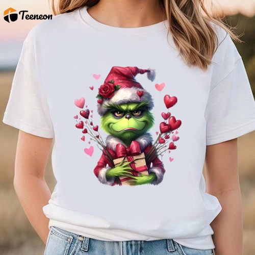 Cute Valentines Day Shirts, Valentine Grinch With Hearts Valentine Shirt