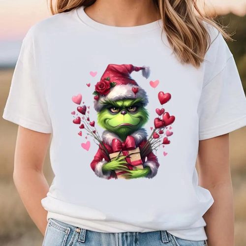 Cute Valentines Day Shirts, Valentine Grinch With Hearts Valentine Shirt