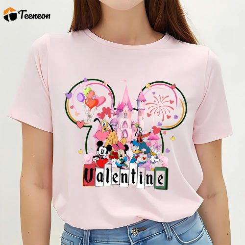 Cute Valentines Day Shirts, Valentine Mouse Couple Disney Castle Love Valentine’s Day Shirt