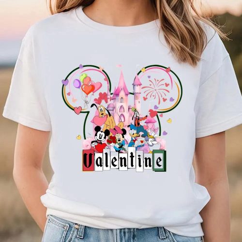 Cute Valentines Day Shirts, Valentine Mouse Couple Disney Castle Love Valentine’s Day Shirt