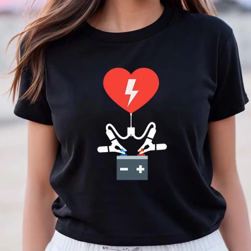 Cute Valentines Day Shirts, Valentine Tee Charging Heart Battery Valentine T-Shirt