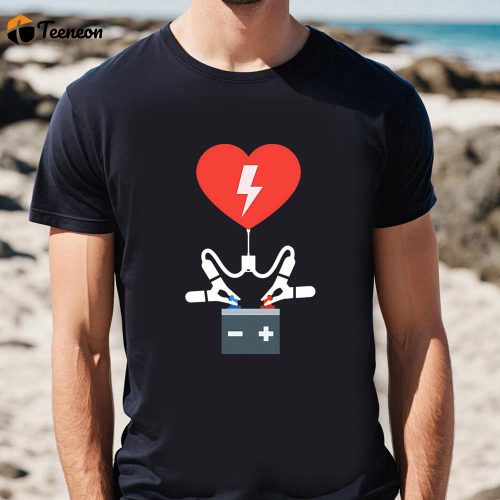 Cute Valentines Day Shirts, Valentine Tee Charging Heart Battery Valentine T-Shirt