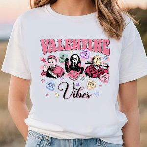 Cute Valentines Day Shirts, Valentine Vibes Horror Movie Characters Shirt