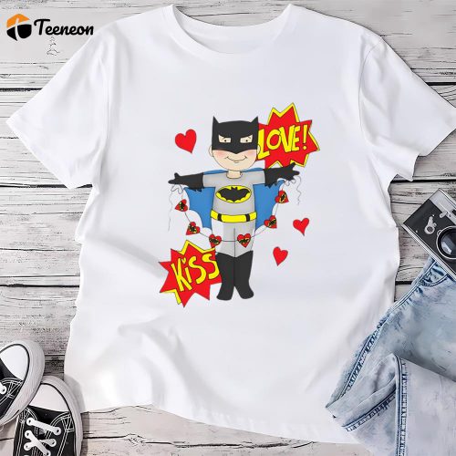 Cute Valentines Day Shirts, Valentine’s Day Batman Kiss Love T-Shirt