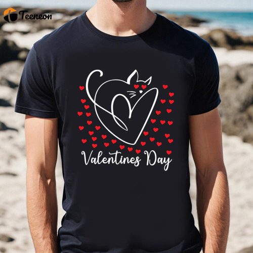 Cute Valentines Day Shirts, Valentines Day Cat Red Roses Cute Valentine Pet Women Girls T-Shirt